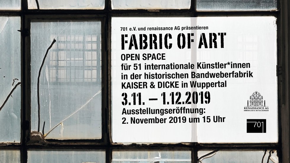 Robert Pufleb Ausstellung "Fabric of Art" von Absolventen der HBK Essen und der Kunstakademie Düsseldorf sowie weiteren internationalen Künstlern in der alten Bandweberfabrik Kaiser & Dicke in Wuppertal-Barmen.